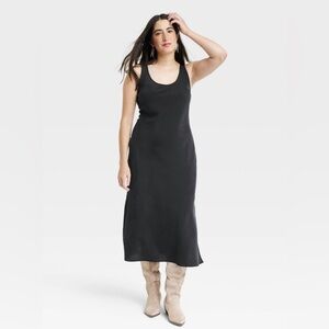 Universal Thread Black Midi Slip Dress NWT